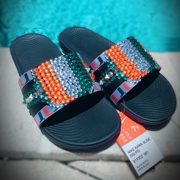 Custom University of Miami Nike Slides size 7 - Picture 10 of 10